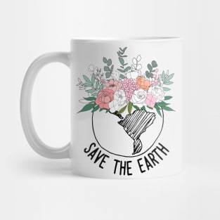 Save The Earth One Line Art Flowers Mug